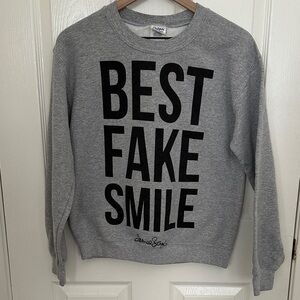 Gray “Best Fake Smile” Crewneck Sweater